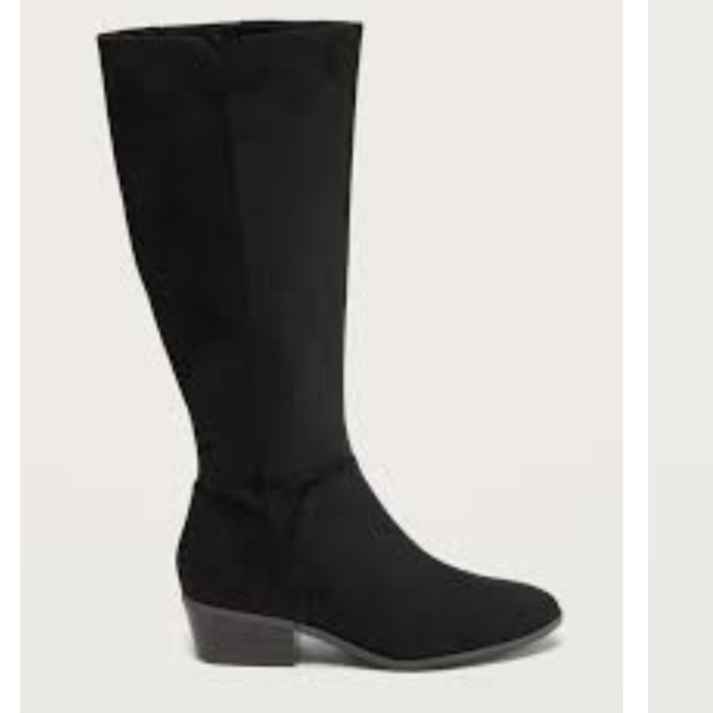 Tall Suede Boots - Block Heel